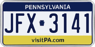 PA license plate JFX3141