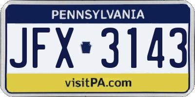 PA license plate JFX3143
