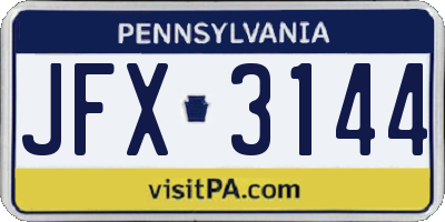 PA license plate JFX3144