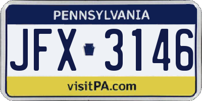 PA license plate JFX3146