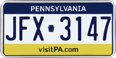 PA license plate JFX3147