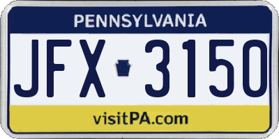 PA license plate JFX3150