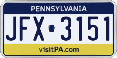 PA license plate JFX3151