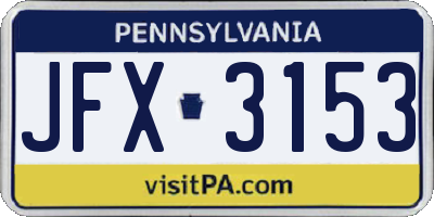 PA license plate JFX3153