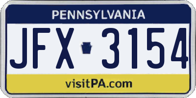 PA license plate JFX3154