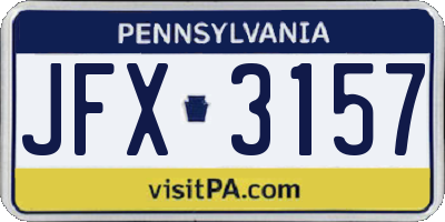 PA license plate JFX3157