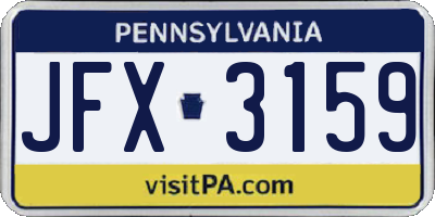 PA license plate JFX3159