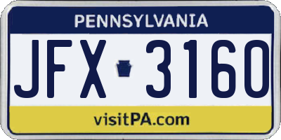 PA license plate JFX3160