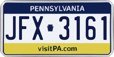 PA license plate JFX3161