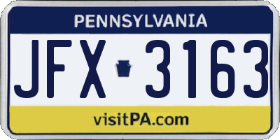 PA license plate JFX3163
