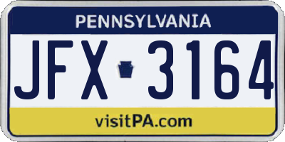 PA license plate JFX3164