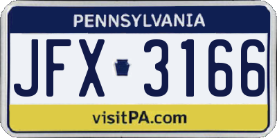 PA license plate JFX3166