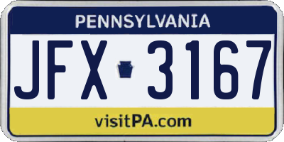 PA license plate JFX3167