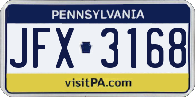 PA license plate JFX3168
