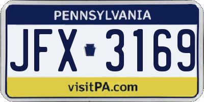 PA license plate JFX3169