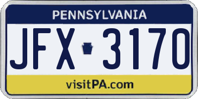 PA license plate JFX3170