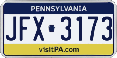PA license plate JFX3173