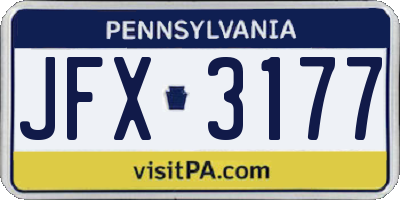 PA license plate JFX3177