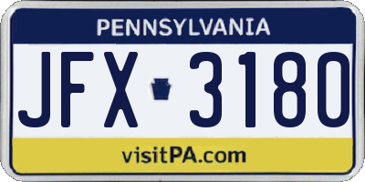 PA license plate JFX3180