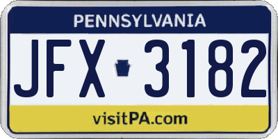 PA license plate JFX3182