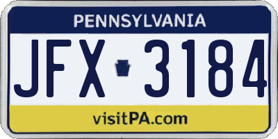 PA license plate JFX3184