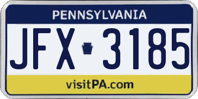 PA license plate JFX3185