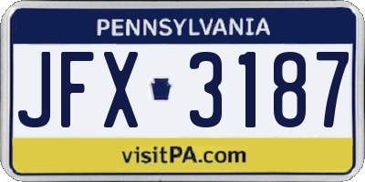 PA license plate JFX3187