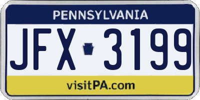 PA license plate JFX3199