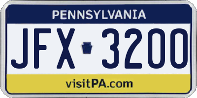 PA license plate JFX3200