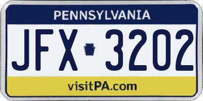 PA license plate JFX3202