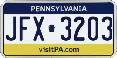 PA license plate JFX3203