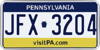 PA license plate JFX3204