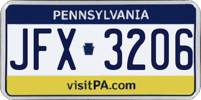 PA license plate JFX3206