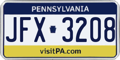 PA license plate JFX3208