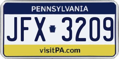 PA license plate JFX3209