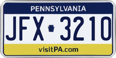 PA license plate JFX3210