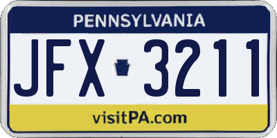 PA license plate JFX3211