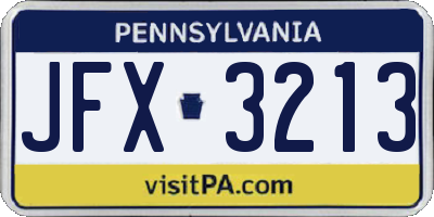 PA license plate JFX3213