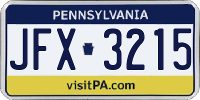 PA license plate JFX3215
