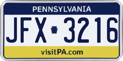 PA license plate JFX3216