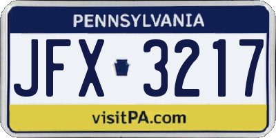 PA license plate JFX3217