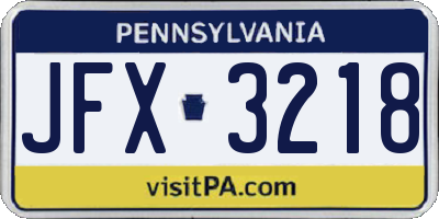PA license plate JFX3218