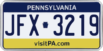 PA license plate JFX3219