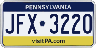 PA license plate JFX3220