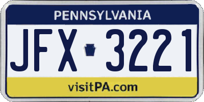 PA license plate JFX3221