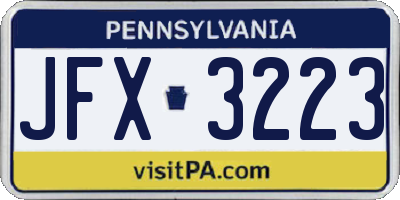 PA license plate JFX3223