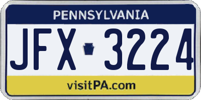 PA license plate JFX3224
