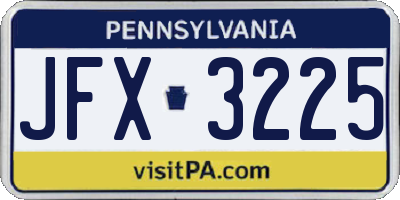PA license plate JFX3225