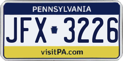 PA license plate JFX3226
