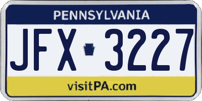 PA license plate JFX3227